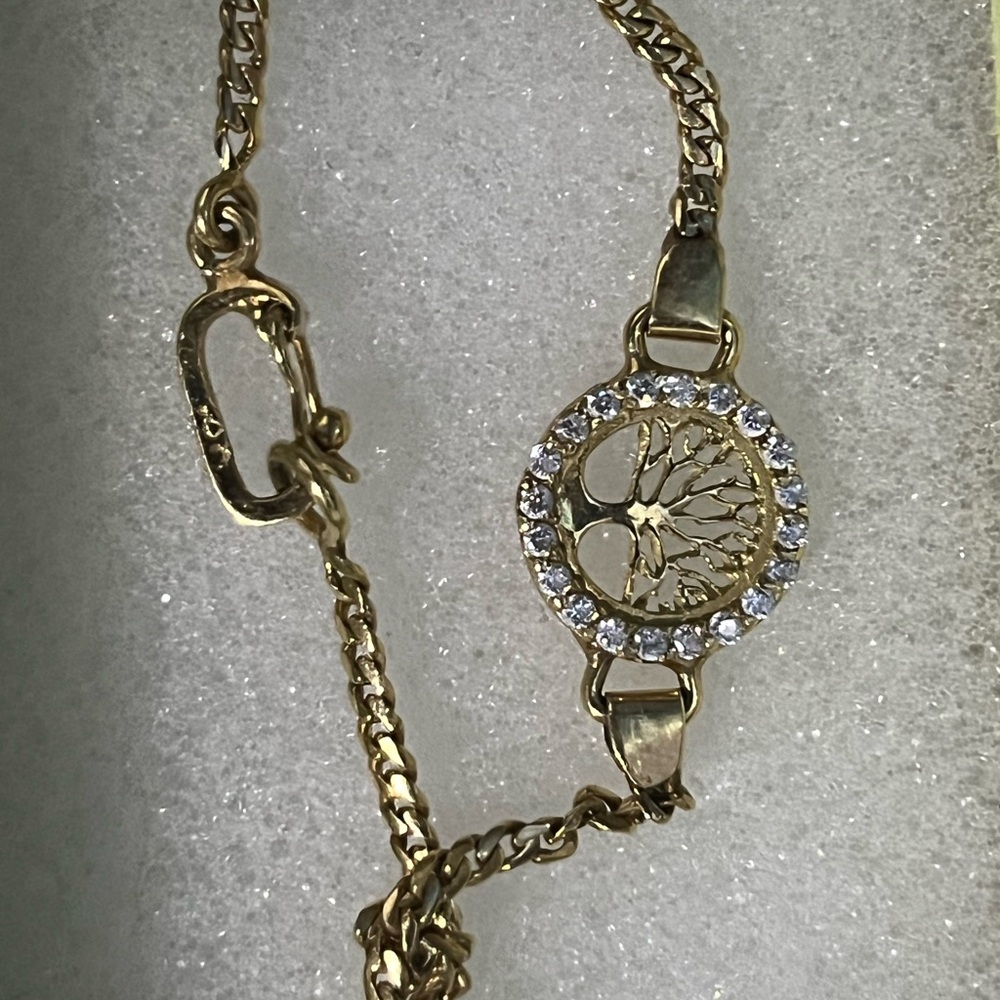 Gold Tree of Life Bracelet with Crystals